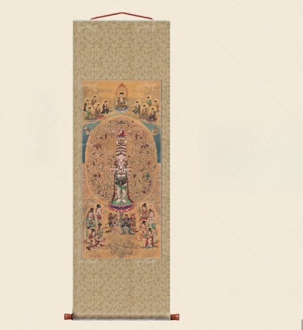 Ming and Qing Dynasty Land and Water Painting Thangka(5) - Image 4
