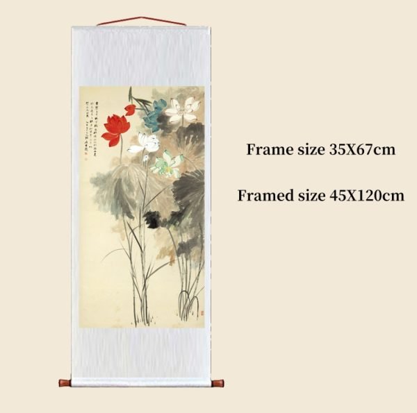 【Five-color Lotus Painting】Zhang Daqian, Masterpiece Replica - Image 5