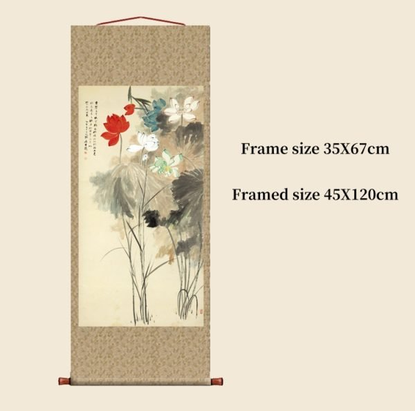【Five-color Lotus Painting】Zhang Daqian, Masterpiece Replica - Image 4