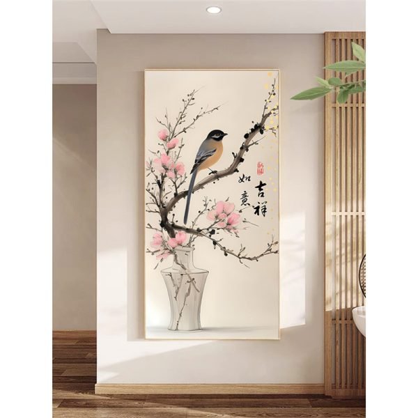 Magpie on the Branch Entrance Decorative Painting Superior sense of ink wind auspicious and good luck【Size: 50cm*100cm】 - Image 6