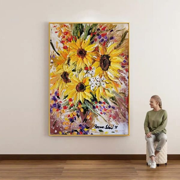 Oil on canvas hand-painted sunflowers flowers Van Gogh famous painting - Image 5