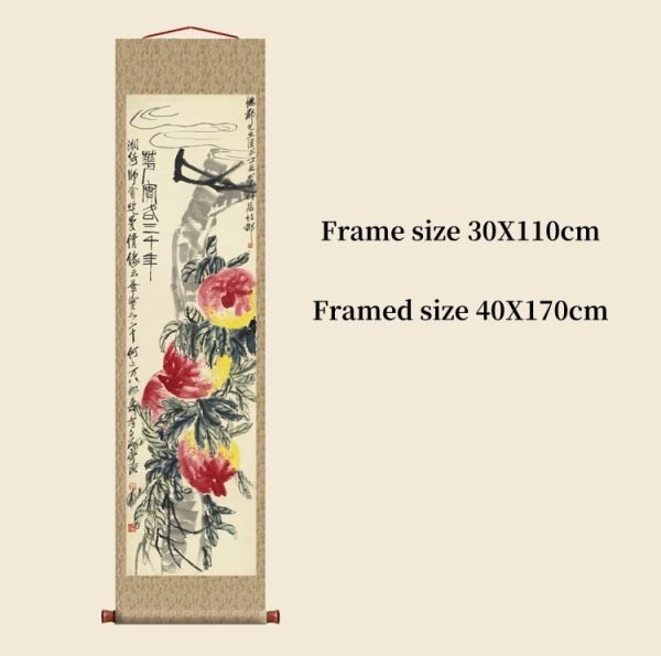 【Longevity Peach】Qi Baishi-Axial Painting Masterpiece Replica - Image 6