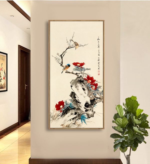 White Plum Camellia New Chinese Bird and Flower Painting - Image 5