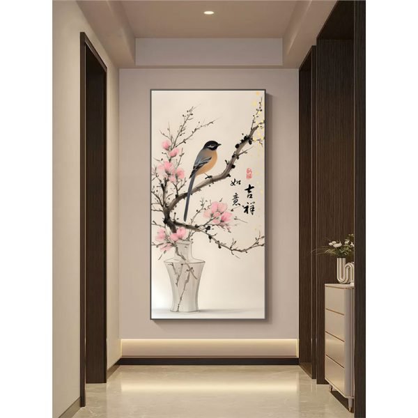 Magpie on the Branch Entrance Decorative Painting Superior sense of ink wind auspicious and good luck【Size: 50cm*100cm】 - Image 5