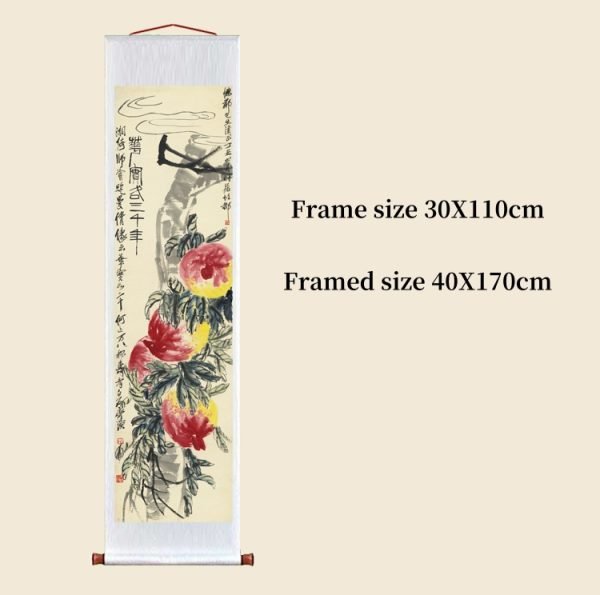 【Longevity Peach】Qi Baishi-Axial Painting Masterpiece Replica - Image 5