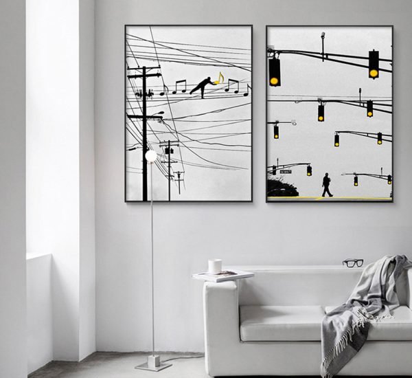 Black and White Abstract Wall Art Note Dancing Lines Wall Art - Image 4