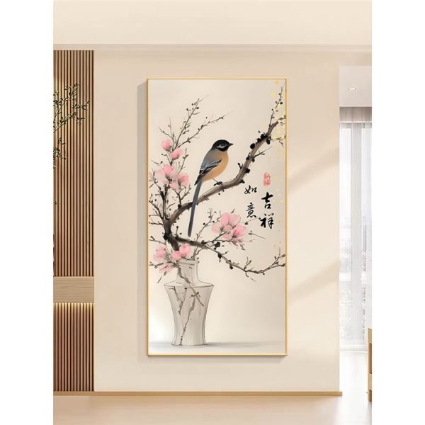 Magpie on the Branch Entrance Decorative Painting Superior sense of ink wind auspicious and good luck【Size: 50cm*100cm】 - Image 4