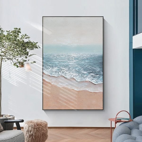 Hand-painted oil on canvas waves