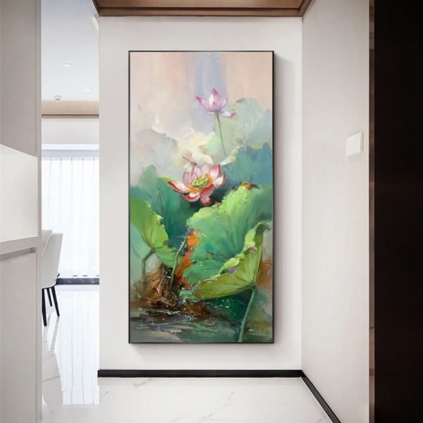 Pure Hand-painted Lotus Oil Painting