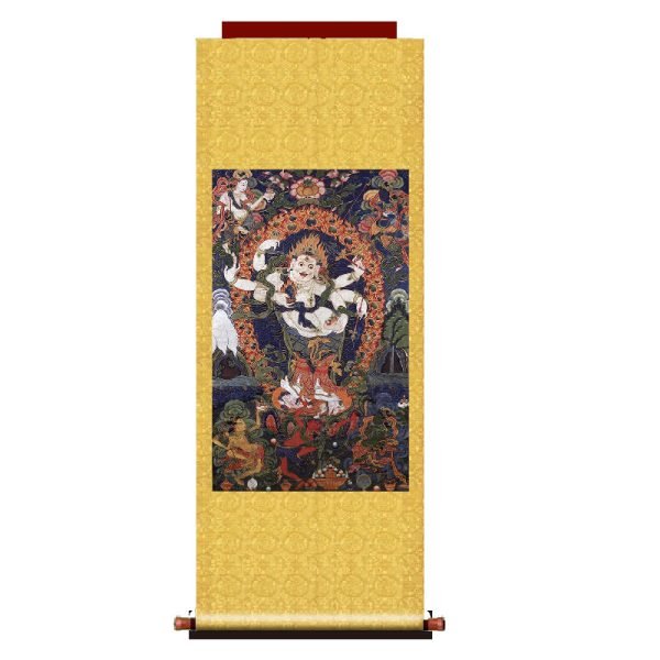 Thangka six-armed white Maha Gala antique painting famous painting Buddha statue painting - Image 13