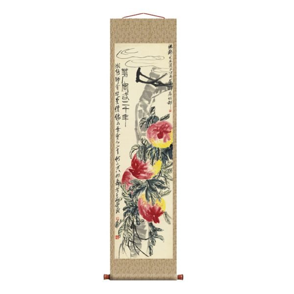 【Longevity Peach】Qi Baishi-Axial Painting Masterpiece Replica - Image 2