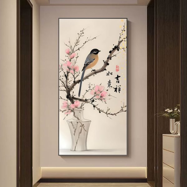 Magpie on the Branch Entrance Decorative Painting Superior sense of ink wind auspicious and good luck【Size: 50cm*100cm】 - Image 2