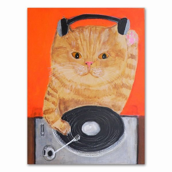 Cartoon Cat Bedroom Decorative Painting - Image 2