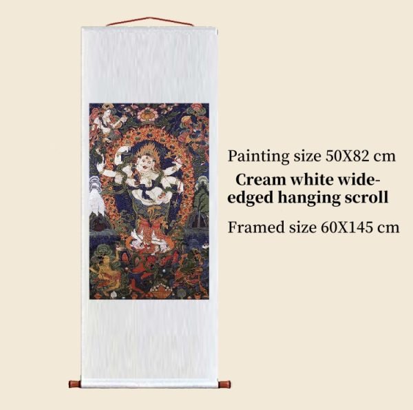Thangka six-armed white Maha Gala antique painting famous painting Buddha statue painting - Image 3