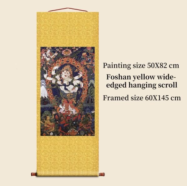 Thangka six-armed white Maha Gala antique painting famous painting Buddha statue painting - Image 4