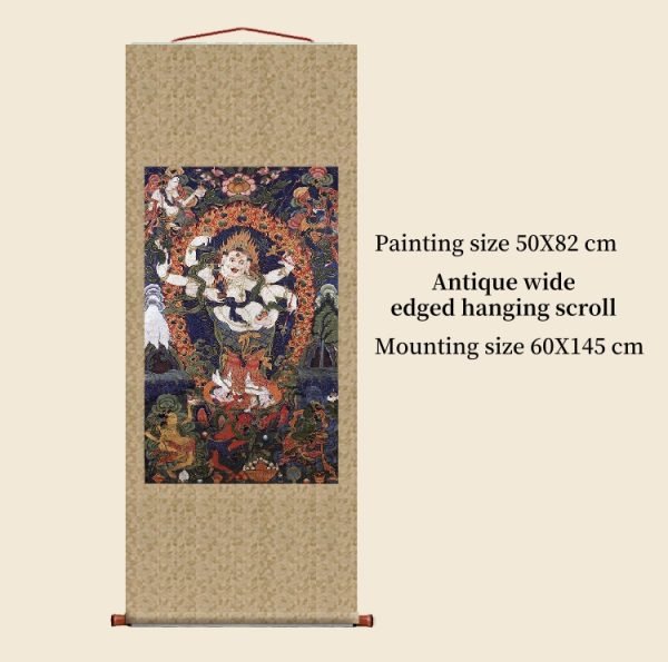 Thangka six-armed white Maha Gala antique painting famous painting Buddha statue painting - Image 5