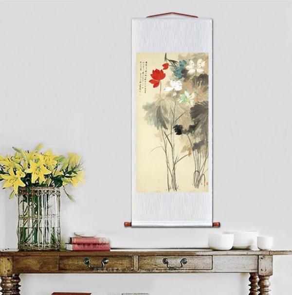 【Five-color Lotus Painting】Zhang Daqian, Masterpiece Replica - Image 3