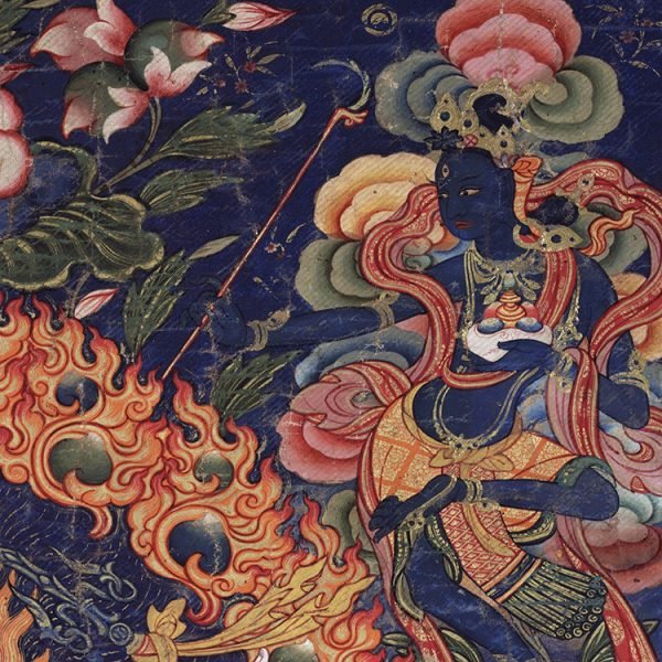Thangka six-armed white Maha Gala antique painting famous painting Buddha statue painting - Image 10