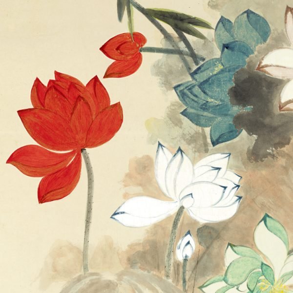 【Five-color Lotus Painting】Zhang Daqian, Masterpiece Replica - Image 9