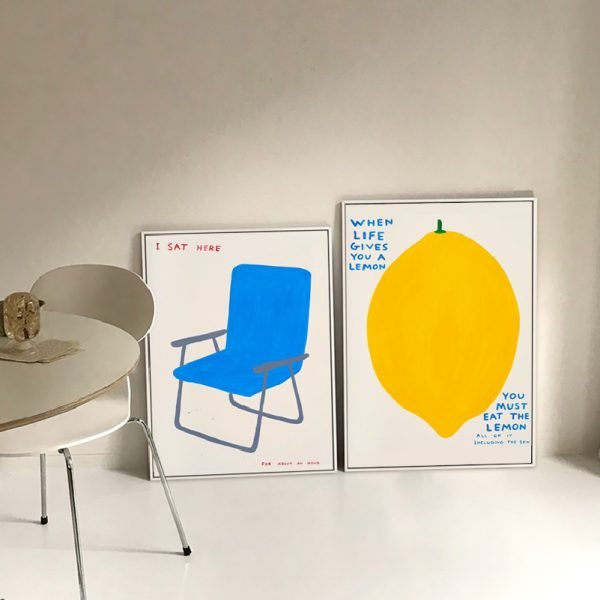 Pop Yellow Lemon Banana Blue Chair Floor Art