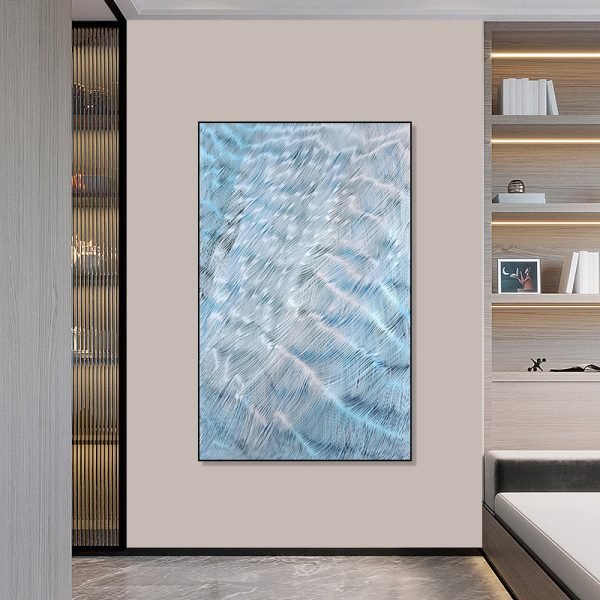 Hand-painted sky blue wave water pattern - Image 5