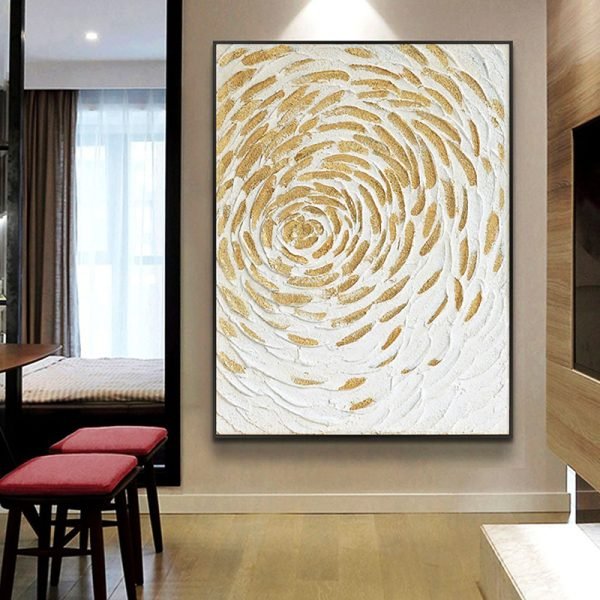 Hand Painted Gold Abstract - Image 5