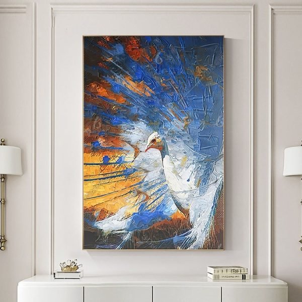 Hand-painted Peacock - Image 3