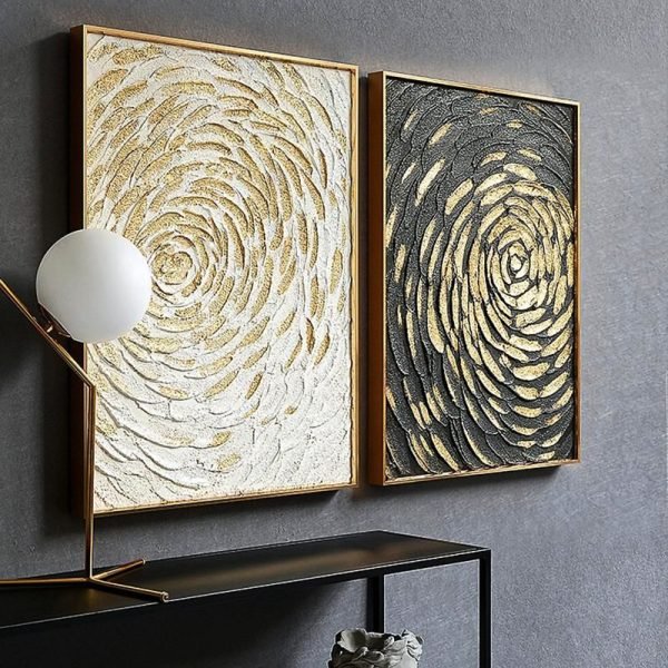 Hand Painted Gold Abstract - Image 4