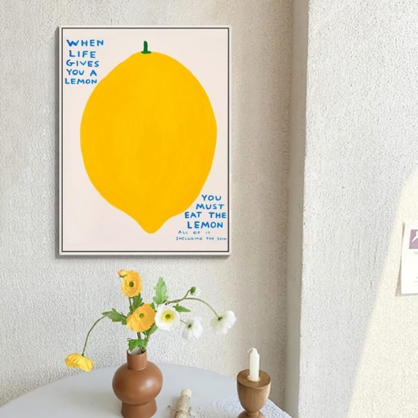 Pop Yellow Lemon Banana Blue Chair Floor Art - Image 3