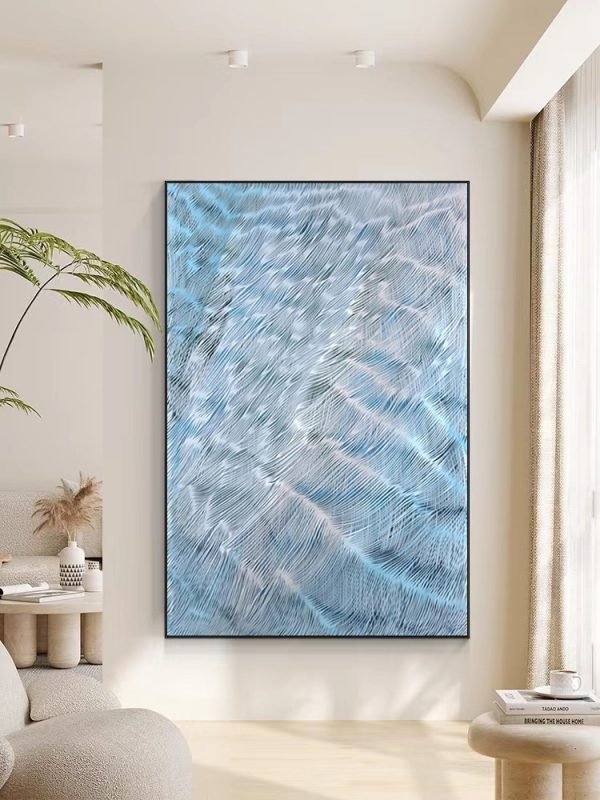 Hand-painted sky blue wave water pattern